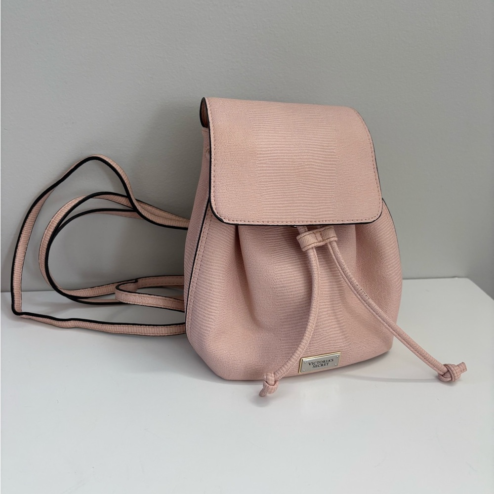 Victoria's Secret Pale Pink Drawstring Mini Backpack with Convertible Straps